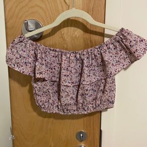 Romwe Off the Shoulder Flowy Cropped Blouse